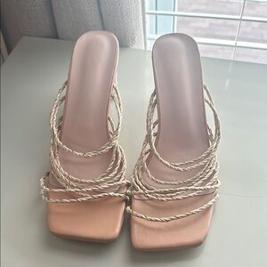 Beige Strappy rope Women's Heels